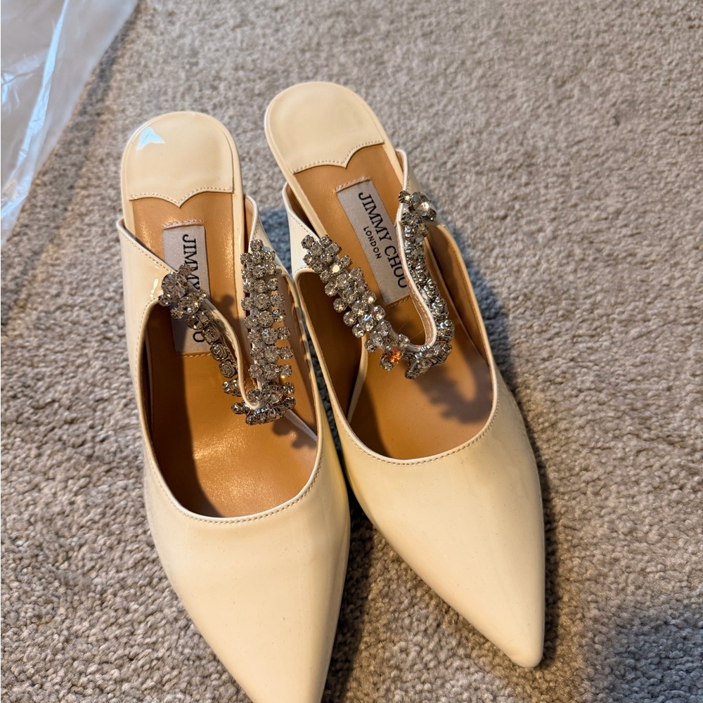 Jimmy Choo Ivory Embellished Heels